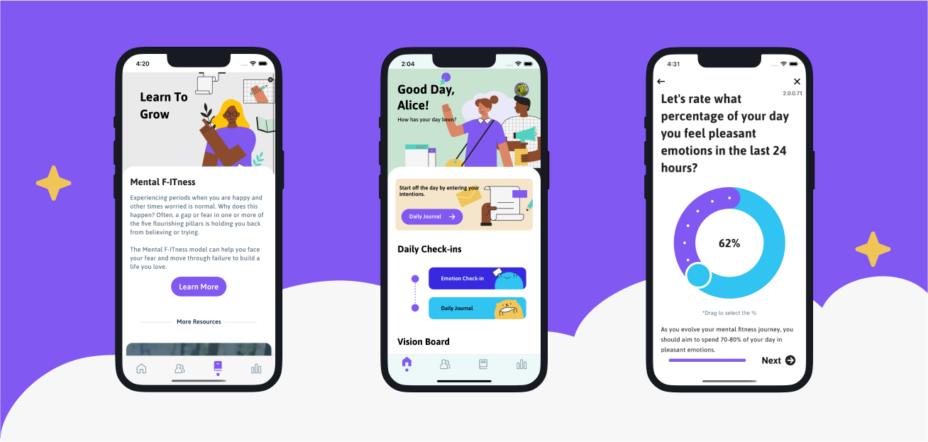 Three screenshots of the Hugr App on mobile devices