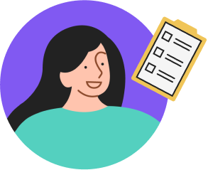 Illustration of a woman and a clipboard