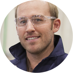 Image of a man wearing protective goggles