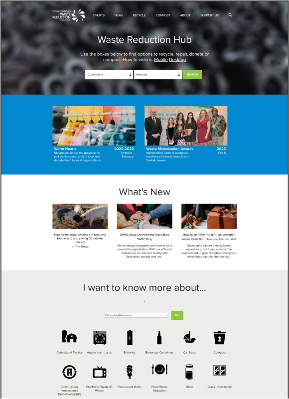 Screenshot of the SWRC website homepage