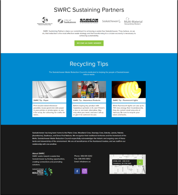 Screenshot of the SWRC website homepage