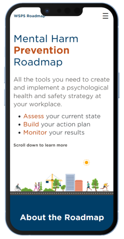 A screenshot of the Mental Health Roadmap website's homepage on a mobile device